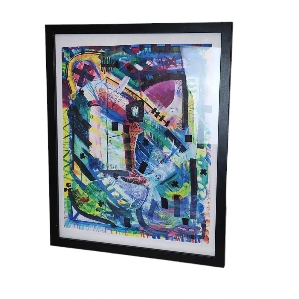 Vibrant Abstract Framed Print – Geometric Color Burst - Picture 1 of 2
